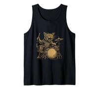 Funny Cat Drummer Vintage Music Lover Percussion Drum Design Tank Top