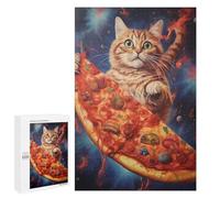 Funny Cat Eating Pizza Adult Puzzle, 1000 PCS, Relaxing Jigsaw Activity, A Focused Activity for Patient Adult Puzzlers, at Home