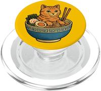 Funny Cat Eats Japanese Noodle Soup Ramen Cats PopSockets PopGrip for MagSafe