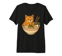 Funny Cat Eats Japanese Noodle Soup Ramen Cats Premium T-Shirt