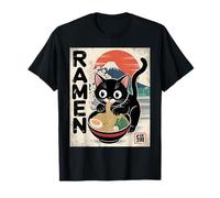 Funny Cat Eats Ramen Noodles Japanese Kawaii Anime Cat Lover T-Shirt