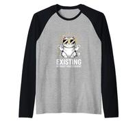 Funny Cat Existing Without Your Consent Sarcastic Raglan Baseball Tee