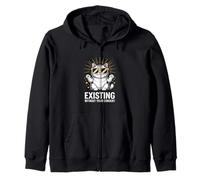 Funny Cat Existing Without Your Consent Sarcastic Zip Hoodie