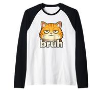 Funny Cat Face Meme Bruh Orange Cat Viral Trendy Boys Memes Raglan Baseball Tee