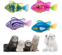 Funny Cat Ferret Toys Electronic Engaging Fish Waterproof LED Light Fake Fish Speeding up and Slowing Down Sway in Water Twist Tail in a Lifelike Manner (4PC)