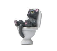 Funny Cat Figurine Spiritual Consolation PVC Appearance Toilet Series Cat Statue Party Supplies Christmas Birthday Gifts, Grey