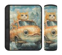 Funny Cat Fish Shaped Car Belt Strap Covers,Stop seat Belt Cutting into Neck,seat Belt Cover for Truck Airplane Bag Protector para cinturón de carro 2 Pack
