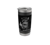 Funny Cat Flipping Off Middle Finger On Security Camera Stainless Steel Insulated Tumbler