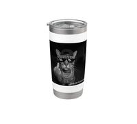 Funny Cat Flipping Off Middle Finger On Security Camera Stainless Steel Insulated Tumbler