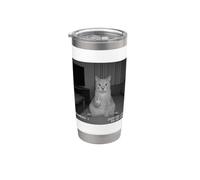 Funny Cat Flipping Off Middle Finger On Security Camera Stainless Steel Insulated Tumbler