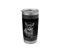 Funny Cat Flipping Off Middle Finger On Security Camera Stainless Steel Insulated Tumbler