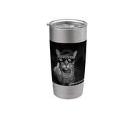 Funny Cat Flipping Off Middle Finger On Security Camera Stainless Steel Insulated Tumbler