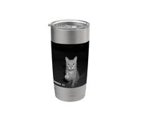 Funny Cat Flipping Off Middle Finger On Security Camera Stainless Steel Insulated Tumbler
