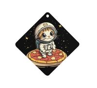 Funny Cat Flying A Pizza Astronaut Car Air Freshener Hanging Aromatherapy Tablets Rearview Mirror Pendant Car Accessories