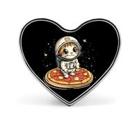 Funny Cat Flying A Pizza Astronaut Heart Badge Funny Lapel Pins Personalized Button Brooch Pin for Clothing Bag Accessories
