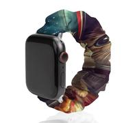 Funny Cat Flying A Pizza Astronaut Scrunchie Watch Bands Soft Elastic Replacement Wristband Compatible with Apple Watch 42mm/44mm