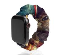 Funny Cat Flying A Pizza Astronaut Scrunchie Watch Bands Soft Elastic Replacement Wristband Compatible with Apple Watch 42mm/44mm