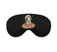 Funny Cat Flying A Pizza Astronaut Sleep Mask Adjustable Eye Mask Blindfold Eye Cover Sleeping Mask for Home Travel