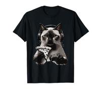 Funny Cat Gamer Cats Gaming Pizza All I Need Gambling T-Shirt