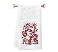 Funny Cat Gift I'M Only Talking To My Cat Today Kitchen Towel Cat Mom Housewife Gift (Talking To Cat Towel EU)