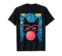 Funny Cat Glasses Bubblegum The Starry Night Cats Lover Cute T-Shirt