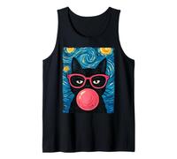 Funny Cat Glasses Bubblegum The Starry Night Cats Lover Cute Tank Top