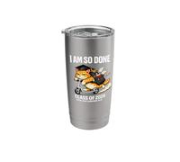 Funny Cat Graduation 2026 I Am So Done Senior Stainless Steel Insulated Tumbler