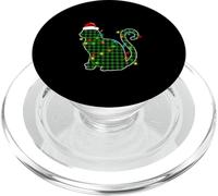 Funny Cat Green Plaid Buffalo Christmas Lights Pajama Family PopSockets PopGrip for MagSafe