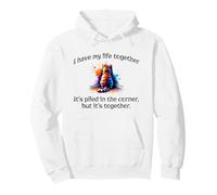 Funny Cat Hiding In the Corner: I Have My Life Together Pullover Hoodie