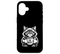 Funny Cat Holding Coffee Uh Nope Mad Joke Case for iPhone 16