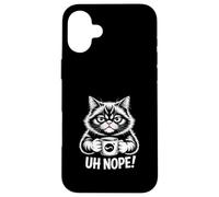 Funny Cat Holding Coffee Uh Nope Mad Joke Case for iPhone 16 Plus
