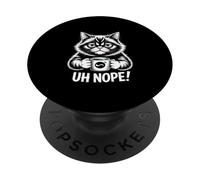 Funny Cat Holding Coffee Uh Nope Mad Joke PopSockets Adhesive PopGrip