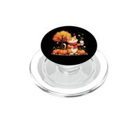 Funny Cat Holding Iced Coffee Under Fall Tree Autumn Season PopSockets PopGrip for MagSafe