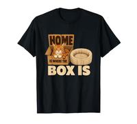 Funny Cat Home is Where The Box is Feline Pet Owner Humor T-Shirt