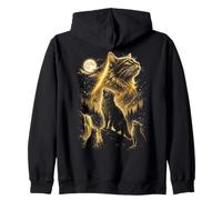 Funny Cat Howling Full Moon Zip Hoodie