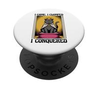 Funny Cat I Came I Clumped I Conquered Cat Litter Box Cat PopSockets Adhesive PopGrip