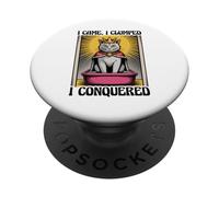 Funny Cat I Came I Clumped I Conquered Cat Litter Box Cat PopSockets Adhesive PopGrip