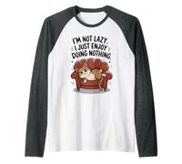 Funny Cat I'm NOT Lazy Enjoy Doing Nothing Napping Lover Dad Raglan Baseball Tee