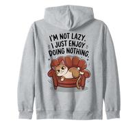 Funny Cat I'M NOT LAZY ENJOY DOING NOTHING Napping Lover Dad Zip Hoodie