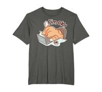 Funny Cat I'm OK Work from Home Coffee Spilled Laptop T-Shirt