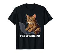 Funny Cat I'm Werkin Working from Home Cat On Laptop Meme T-Shirt