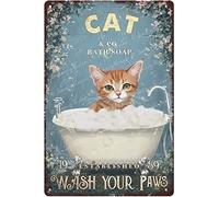Funny Cat in Bathtub Sign, Funny Cat Bathroom Decor Wall Art, Cat Merchandise For Cat Lovers, Kid Bathroom Decor, Signs With Saying and Cats, Country Decor Pictures 5.5x8 Inches