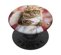 Funny Cat in Cupid Costume, Saint Valentine's Cat Selfie PopSockets Adhesive PopGrip