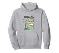 Funny Cat in Dinosaur Costume, Grumpy & Unsociable Cat Meme Pullover Hoodie