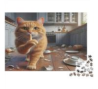Funny Cat in Kitchen 1000 Piece Jigsaws Featuring Artistic Design Favourites Jigsaw As Anti-stress Puzzles for Digital Detox Activities 52x38cm/1000pcs