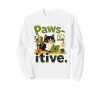Funny Cat in Office Staying Positive At Work Sweatshirt