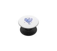 Funny Cat In Top Hat Riding A Rooster Vintage Line Art PopSockets Adhesive PopGrip