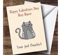 Funny Cat Just Puuurfect Valentines Personalised Card - Personalised Valentines Card, Valentine's Day Card For Him, For Her, Special Valentine's Card