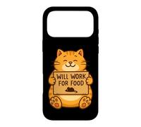 Funny Cat Kitten Will Work for Food Quote Gift Men Women Ki Case for iPhone 17 Pro Max