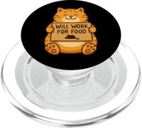 Funny Cat Kitten Will Work for Food Quote Gift Men Women Ki PopSockets PopGrip for MagSafe